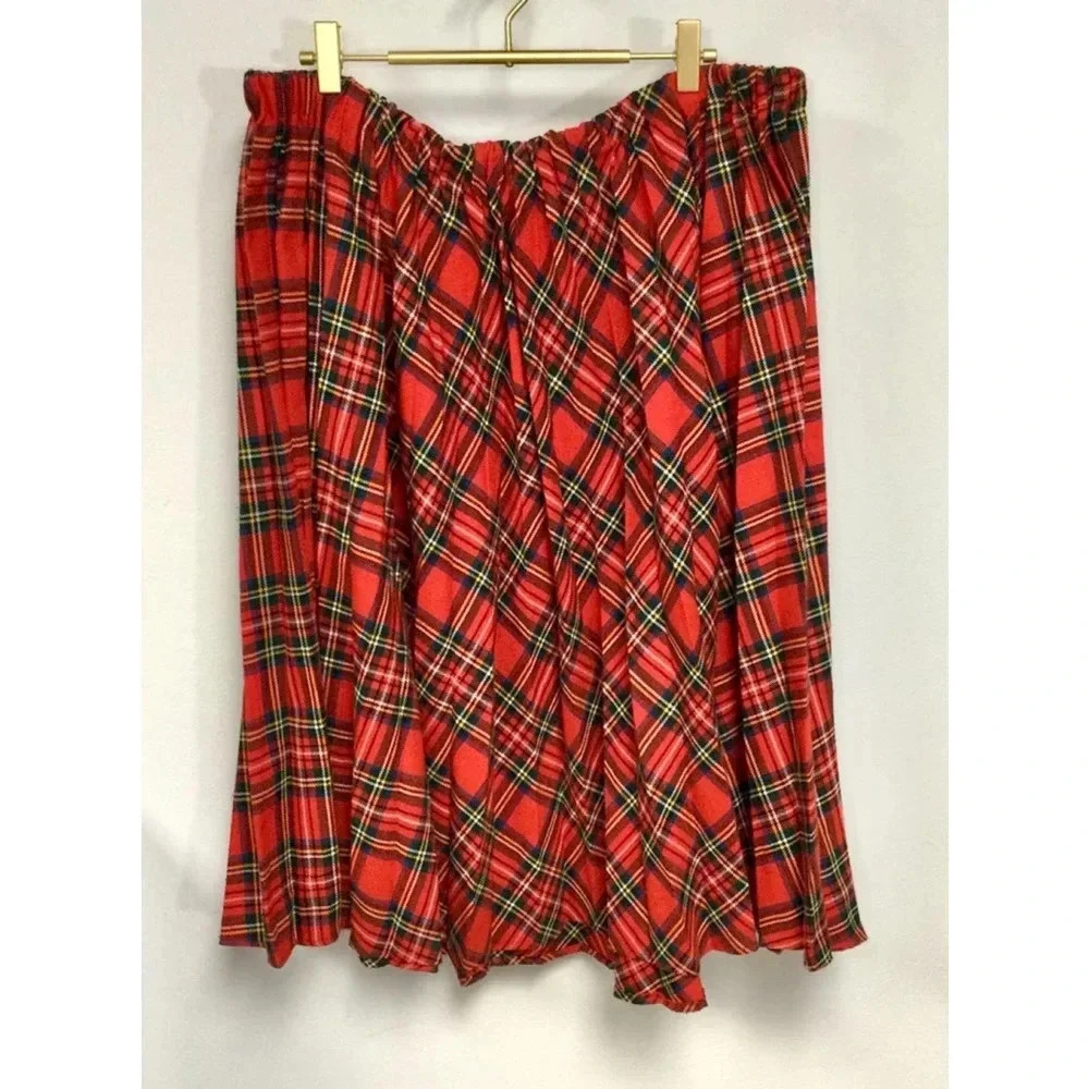 Women's Vintage Handmade Skirt, L, XL Red Plaid